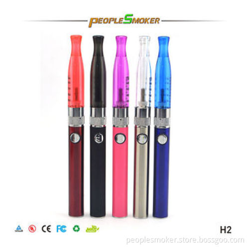 E-cigarette Kit H2 with 2 Pieces Cartomizers/Batteries, 1 Piece USB/Wall Charger/Empty Bottle
